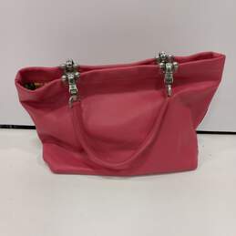 Womens Pink Jodi Heart Inner Zipper Pocket Leather Bag Charm Tote Bag alternative image