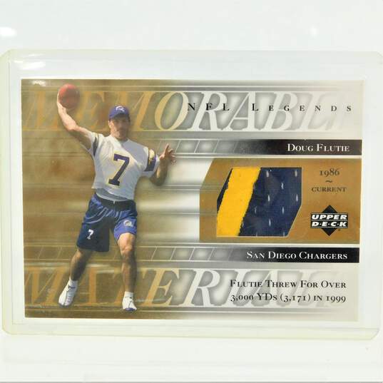 2001 Doug Flutie Upper Deck NFL Legends Memorable Materials Game Worn Jersey image number 1
