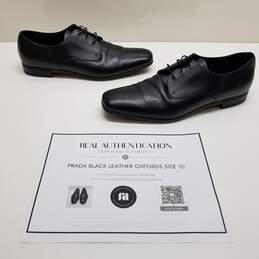 AUTHENTICATED MEN'S PRADA CROSSHATCHED LEATHER OXFORDS SIZE 10