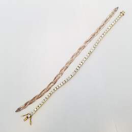 Sterling Silver Crystal Tennis Bracelet Braided Serpentine Bracelet Bundle 2 Pcs Damage  17.6g