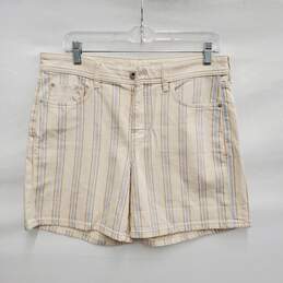 Pilcro The Letter Press WM's Slim Boyfriend Ivory & Blue Stripe denim Shorts Size 29