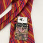 NWT Mens Red Silk Striped Clip-On Adjustable Classic Designer Neck Tie image number 3