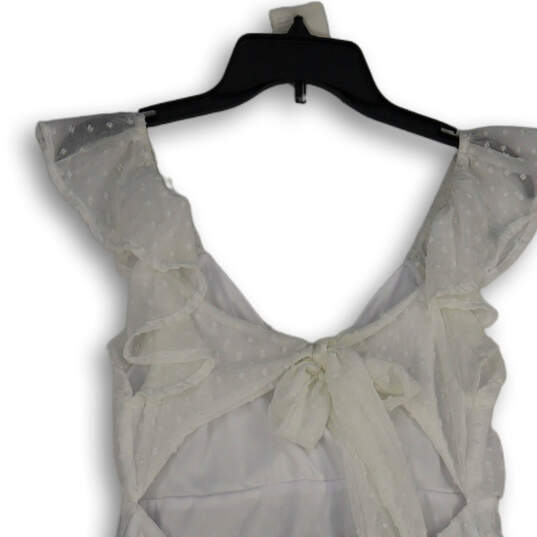 NWT Womens White Pleated Surplice Neck Sleeveless Fit & Flare Dress Size L image number 4