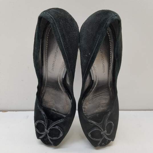 Diane Von Furstenberg Suede Peep Toe Heels Black 10 image number 5