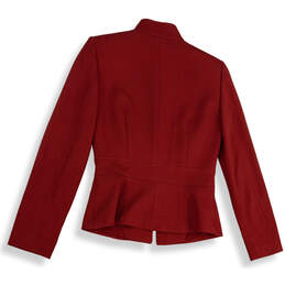 Womens Red Regular Fit Long Sleeve Collared Front Button Jacket Size 2 alternative image
