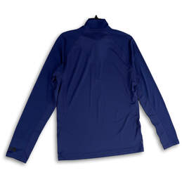 Mens Blue Mock Neck Quarter Zip Long Sleeve Activewear T-Shirt Size Medium alternative image