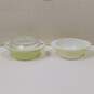 Set of 2 Vintage Pyrex Yellow bowls with 1 lid image number 1
