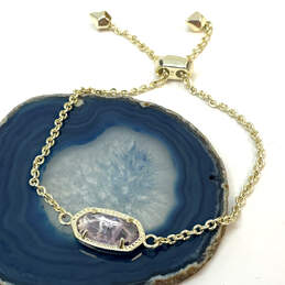 Designer Kendra Scott Gold-Tone Pink Stone Fashionable Link Chain Bracelet