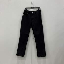 Mens Black Dark Wash 5-Pocket Design Denim Straight Jeans Size 34/32