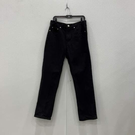 Mens Black Dark Wash 5-Pocket Design Denim Straight Jeans Size 34/32 image number 1