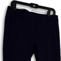 Women Blue Flat Front Slash Pockets Straight Leg Dress Pant Size 10P alternative image