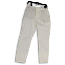 NWT Womens White Flat Front Slash Pocket Straight Leg Dress Pants Size 29