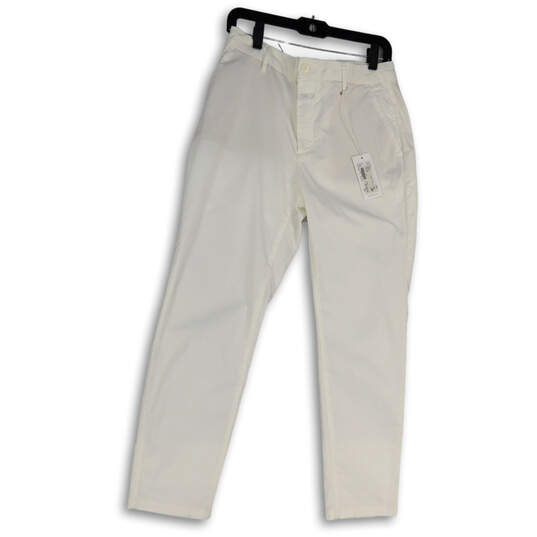 NWT Womens White Flat Front Slash Pocket Straight Leg Dress Pants Size 29 image number 1