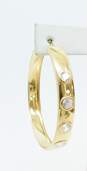18K Gold Cubic Zirconia Accents Single Hoop Earring 6.3g image number 1