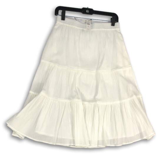 NWT Talbots Womens White Elastic Waist Pull-On Tiered A-Line Skirt Size Small image number 2