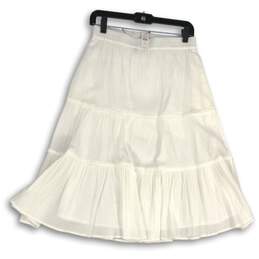 NWT Talbots Womens White Elastic Waist Pull-On Tiered A-Line Skirt Size Small alternative image