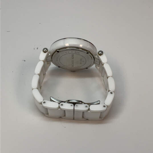 Designer Michael Kors MK-5308 Rhinestone White Round Dial Analog Wristwatch image number 4