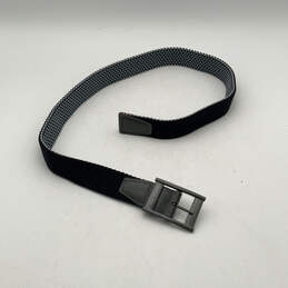 Mens Black Reversible Adjustable Single Tongue Buckle Waist Belt Size S/M