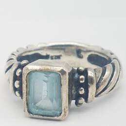 Vintage Sterling Silver Aqua Ring Sz 6 1/2 alternative image