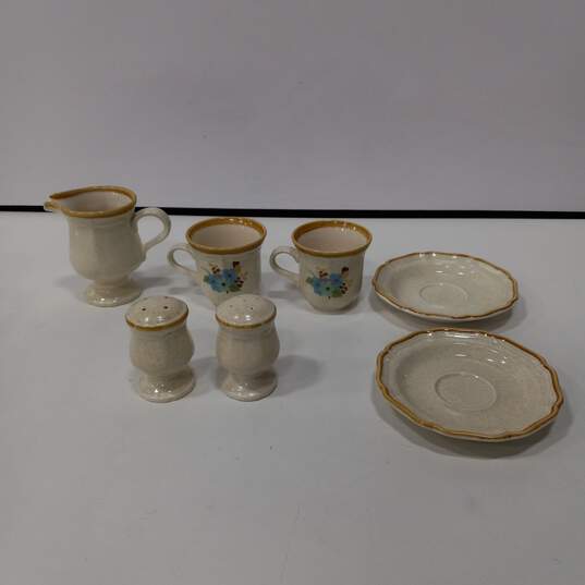 Mikasa Garden Club Dish Bundle: 2 Cups, 2 Saucers, Creamer, And 2 Salt And Pepper Shakers image number 1