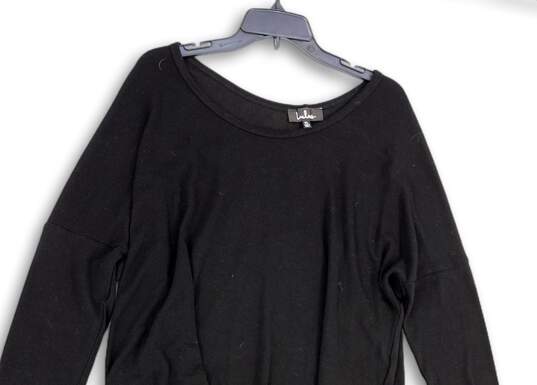 Womens Black Knitted Long Sleeve Round Neck Back Zip Sweater Size X-Large image number 3
