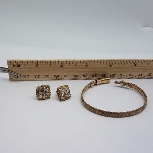 Dyadema Sterling Silver Gold Tone  6 1/2in Woven Bracelet Gold Tone Earring 2pcs Bundle 13.6g image number 9