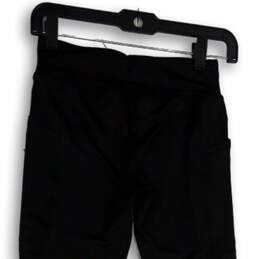 Womens Black Classic Dark Wash Elastic Waist Pocket Ankle Pant Size L