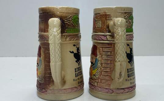 Vintage Brazil Souvenirs Set of 2 Embossed Ceramic Mugs Porc. Sao Paulo image number 5
