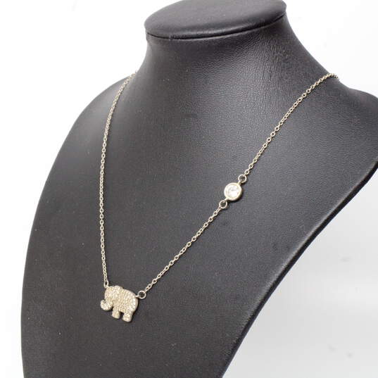 Dyadema Sterling Silver CZ Accent Elephant Necklace - 4.1g image number 3