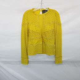 James Coviello Yellow Eyelet Long Sleeved Top WM Size M