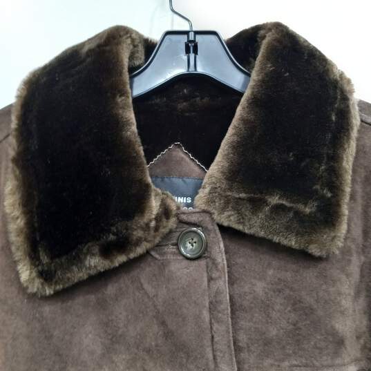 Dennis Basso Suede Faux Fur Trim Coat Women's Size L image number 3
