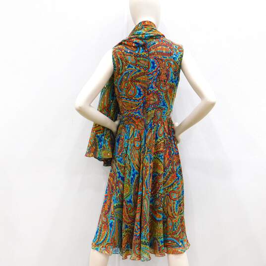 Multicolor Paisley Sleeveless Chiffon Cape Dress image number 12