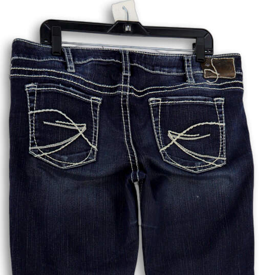 Womens Blue Denim Medium Wash 5-Pocket Design Bootcut Leg Jeans Size 34x33 image number 1