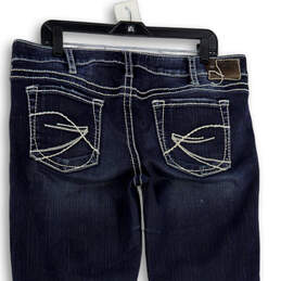 Womens Blue Denim Medium Wash 5-Pocket Design Bootcut Leg Jeans Size 34x33