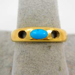 18K Gold Turquoise Cabochon & Settings Band Ring For Repair 5.5g alternative image