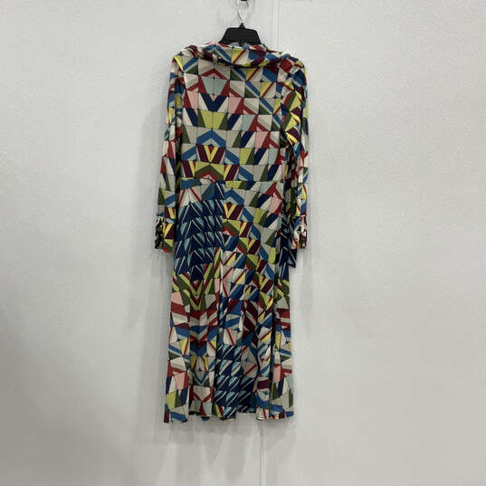 NWT Womens Multicolor Geometric Long Sleeve Midi Jersey Shift Dress Size 12 image number 2