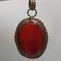 Sterling Silver Carnelian Oval Stone Brooch 14.8g image number 2