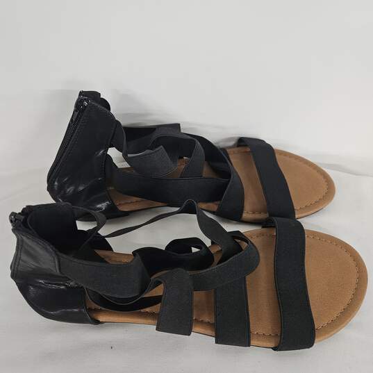 Open Toe Elastic Cross Band Flat Sandals image number 3