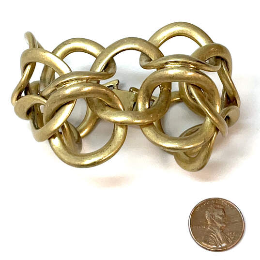 Designer Stella & Dot Gold-Tone Hammered Chunky Link Chain Bracelet image number 3