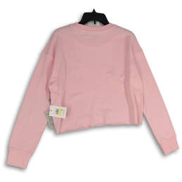 NWT Womens Pink Long Sleeve Round Neck Pullover Cropped Top Size Medium alternative image