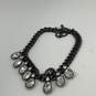 Designers Givenchy Black Clear Crystal Stone Curb Chain Statement Necklace image number 4