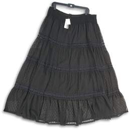NWT Chelsea & Theodore Womens Black Lace Elastic Waist A-Line Skirt Size 2X