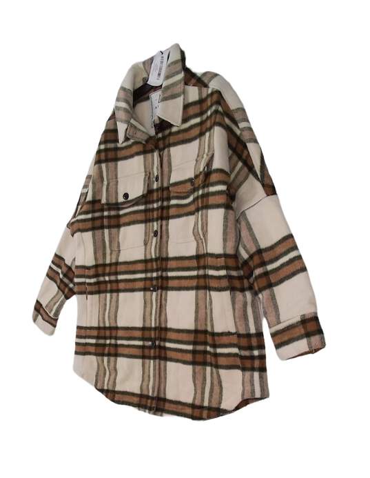Mens Multicolor Plaid Long Sleeve Collared Button Front Jacket Size XL image number 1
