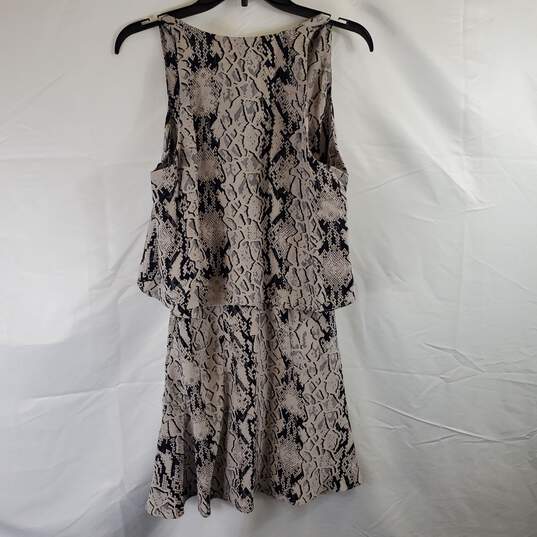 Parker Women Taupe/Blk Silk Snake Net Mini Dress Sz M NWT image number 2