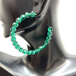 Designer Betsey Johnson Green Translucent Beaded Fashion Hoop Earrings alternative image