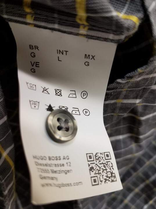 Hugo Boss Grey Check Long Sleeve Shirt Size 16.5 image number 2
