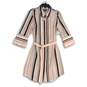NWT The Limited Womens Multicolor Striped Belted 3/4 Sleeve Shirt Dress Size 12 image number 1