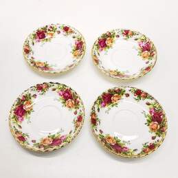 Vintage Bundle Lot of 4 Royal Albert Old Country Roses 1962 Bone China Saucer 5 1/2 inches