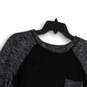 Womens Gray Black Space Dye Raglan Sleeve Round Neck Pullover T-Shirt Sz S image number 3