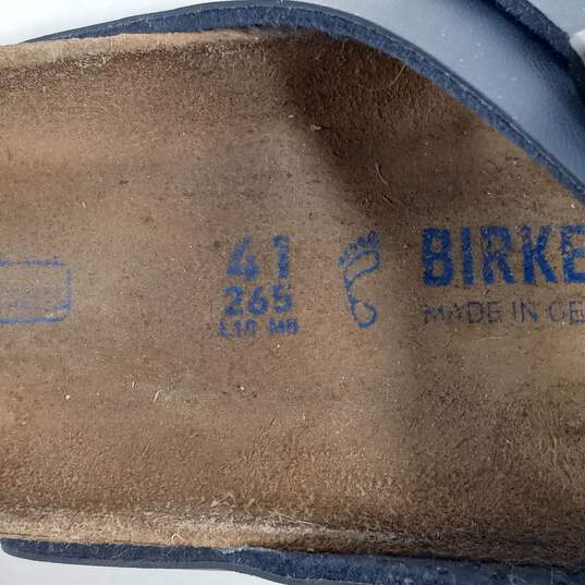 Men's Birkenstock Navy Amalfi Leather Soft Footbed Arizona Sandals Size 8 image number 7